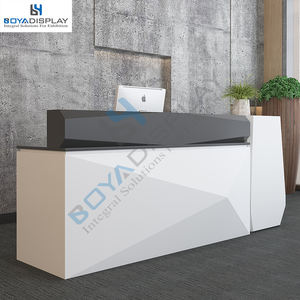Mesa blanca pequeña, escritorio de recepción, bien diseñado, Oficina de Hotel, muebles de oficina cuadrados, escritorio moderno de tienda de madera - Product Image 1