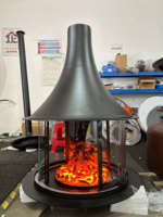 Cheminée électrique suspendue PANSEE Muriel 900 mm, moderne, vue à 360°, flamme simulée 3D à vapeur d'eau, écologique