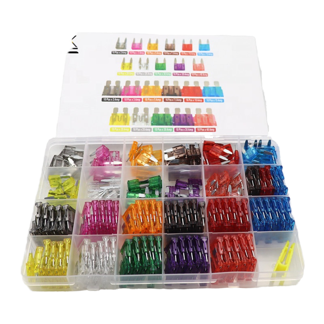 High Capacity 253pcs Mini Medium Blade Auto Fuse Kit Plastic Automotive Blade Fuse Assortment Set for Car Motorcycle Boat Truck