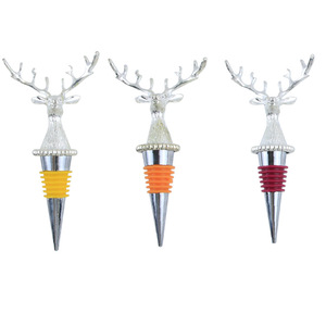 Christmas Reindeer Wine Stopper Silver Metal Silicone Sealing Leak Proof <b>Bottle</b> Stopper For Wine Decorative Holiday Gift - Product Image 4