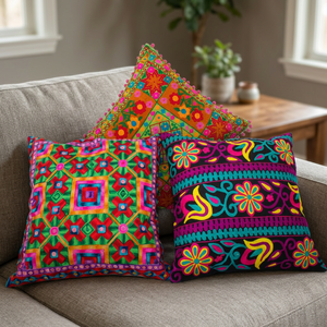 Fundas de Cojín Personalizables de Diseño Nuevo 2022, Bordado a Mano Étnico de Algodón, Estilo Boho Indio, 18X18, Venta al Por Mayor - Product Image 3