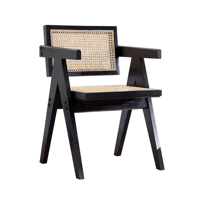 Высокое качество в наличии сбить в винтажном стиле кафе черного и коричневого цвета из натурального дерева трость плетеная мебель из ротанга Office обеденный акцент кресло