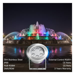 Projecteur LED Submersible <span class=keywords><strong>Sans</strong></span> <span class=keywords><strong>Fil</strong></span> DMX512 RGB IP68 Personnalisé en Usine, DC12V/24V 6W 9W 15W, Corps en Acier Inoxydable pour Piscines, Bassins Marins - Product Image 2