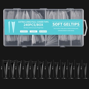 240 faux ongles en acrylique transparents à couverture complète, pour manucure DIY, longs, demi-couverture, carrés, en ABS - Product Image 4