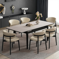 Ensemble table et chaises pliantes rétractables en bois massif, pour usage domestique, moderne, 4 places, petite table rectangulaire pour appartement