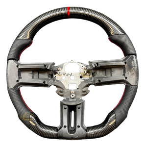 พวงมาลัย A1ฟอร์ดมัสแตง2015-2017, พวงมาลัยคาร์บอนไฟเบอร์ทรงดีหนังตะเข็บแดงออกแบบได้เองสำหรับรถสปอร์ต - Product Image 4