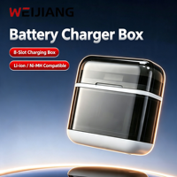 Chargeur de batterie intelligent 8 emplacements Type-C compatible avec les piles rechargeables Ni-MH 1,2 V AA et Li-ion 1,5 V, baies de charge indépendantes multiples