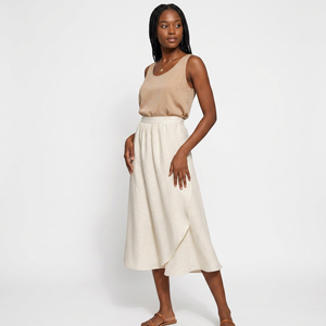 Women Summer <b>Elastic</b> Waist Deep V-Neck Half Sleeve Bandaged Casual Maxi A-Line Breathable Eco-Friendly Cotton <b>Dress</b> Daily Use - Product Image 1