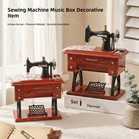 Boîte à musique rétro nostalgique en résine, machine à coudre, style européen, ornement décoratif, cadeau
