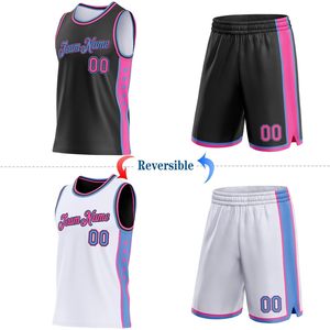 Ensemble de maillots de basket-ball personnalisés, réversibles, sans manches, en mesh, uniforme d'équipe unisexe, respirant, impression sublimée - Product Image 2