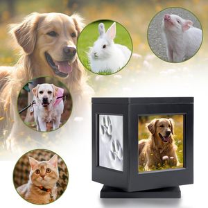 Pet <b>Urn</b> Square Wooden With Photo Frame Paw Print Memorial Box For <b>Cat</b> Dog Pet Supplies Secure Storage - Product Image 4