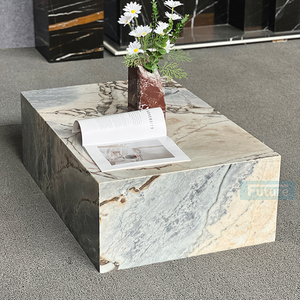 Elegante Mesa de Centro Cúbica Baja de Mármol <span class=keywords><strong>Blanco</strong></span>, Mesa Auxiliar de Lujo para Sala de Estar, Personalizada en Calacatta Violet - Product Image 3