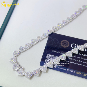 Pulsera de Cadena Cubana con Corazón de Plata de Ley 925 con Moissanita VVS Iced Out, Joyería Fina Hip Hop <span class=keywords><strong>para</strong></span> <span class=keywords><strong>Mujer</strong></span>, Precio al por Mayor - Product Image 5