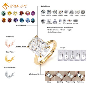 Bague de mariage en or jaune 18 carats avec diamant de laboratoire IGI de 3 carats, taille coussin, couleur E, pureté VVS, par Goldleaf Jewelry - Product Image 6