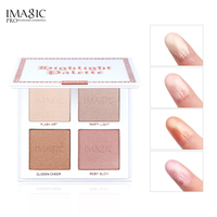 IMAGIC végétalien 4 couleurs maquillage chatoyant surligneur 3 en 1 fard à paupières blush et palette de contours