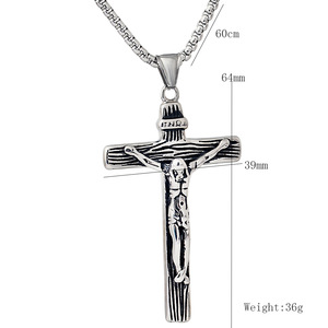 <b>Cross</b> Redemption Titanium Steel Pendant 39mm Vintage Distressed Black Stainless Steel Necklace For Religious Ceremonies Daily - Product Image 5