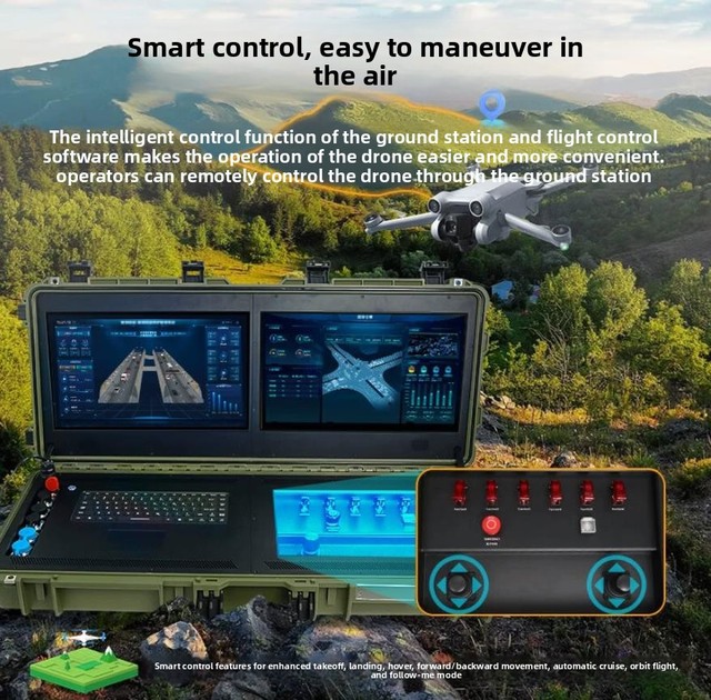 Dual Screen Remote Controller Drone Ground Control Station Large UAS GCS System VTOL UAV Metal Dual Screen Ground Control