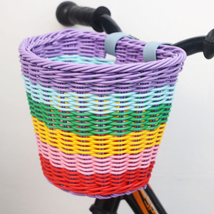 Cesta de <span class=keywords><strong>bicicleta</strong></span> eléctrica para niños, cesta de mimbre de almacenamiento tejida grande y pequeña para Scooter, andador, plástico duradero vegetal - Product Image 3