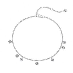 Dylam Charm Dainty 925 Sterling Silver Non Tarnish Multiple 5A Cubic Zirconia Simulated Diamond Pendant Link Chain <b>Bracelets</b> - Product Image 1