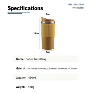 <span class=keywords><strong>Mug</strong></span> personnalisé avec logo, 450 ml, manchon isolant en silicone, tasse à café isolée, bouteille d'eau, bouteille en acier personnalisée, <span class=keywords><strong>garde</strong></span> <span class=keywords><strong>au</strong></span> <span class=keywords><strong>chaud</strong></span> - Product Image 4