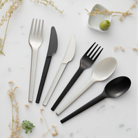 Couteau biodégradable et compostable Greenday, couverts jetables robustes en CPLA 6.5, fourchette et cuillère écologiques pour fêtes et pique-niques