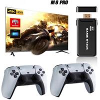 Nouvelle console de jeu M8 Pro Game Stick 4K 64 Go avec manette sans fil 2,4 GHz pour jeux rétro et PS1, cadeau pour enfants