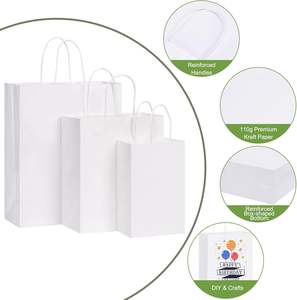Bolsa de Regalo Promocional de Papel Kraft Blanco Resistente y Ecológica para Comida para Llevar con Asas - Product Image 2