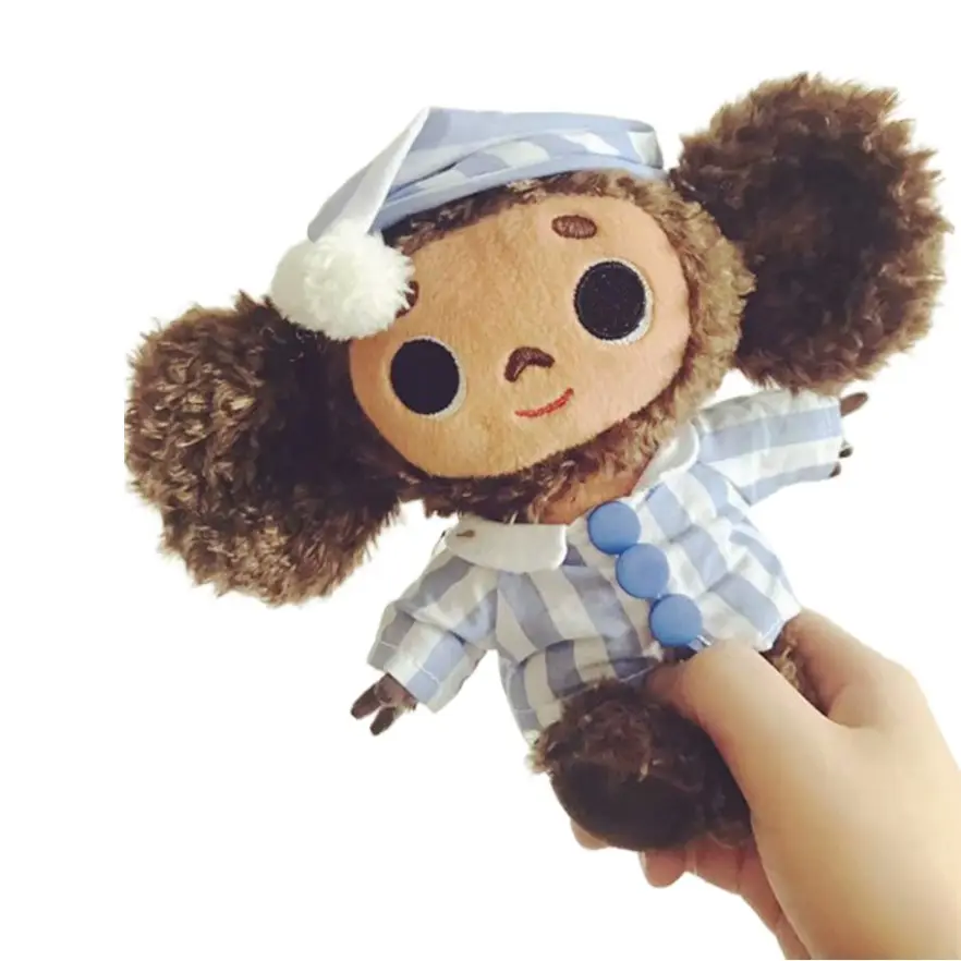 Cheburashka น่ารัก XR ตุ๊กตาลิงตาโตกับเสื้อผ้าตุ๊กตานุ่มๆอะนิเมะรัสเซียตุ๊กตาเด็กทารกนอนหลับของเล่นก่อนนอน