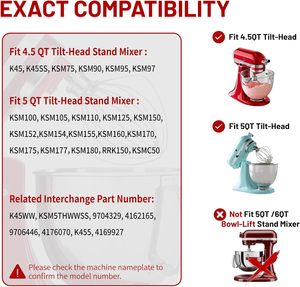 K45WW <span class=keywords><strong>Fouet</strong></span> en fil d'acier inoxydable pour <span class=keywords><strong>KitchenAid</strong></span>, <span class=keywords><strong>fouet</strong></span> en fil métallique allant au lave-vaisselle pour <span class=keywords><strong>KitchenAid</strong></span> 4.5 et batteur sur socle <span class=keywords><strong>à</strong></span> tête inclinable de 5 pintes - Product Image 5