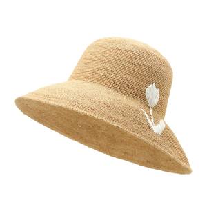 Sombrero de Paja <span class=keywords><strong>Rafia</strong></span> Fina Tejido a Mano con Ala Ancha, Protección Solar, Estilo Francés Hepburn, Diseño de Tulipán, Plegable, Fácil de Llevar, 56-58CM - Product Image 2
