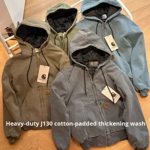 <span class=keywords><strong>Chaqueta</strong></span> bomber estilo americano retro lavada estilo Detroit para <span class=keywords><strong>hombre</strong></span>, larga, con cremallera, para otoño, estilo streetwear. - Product Image 3