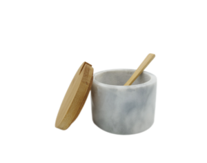Salero y Azucarero de Mármol con Tapa de Bambú, Contenedor de Especias Estilo Americano con Conservación de Frescura para la Cocina del Hogar - Product Image 1
