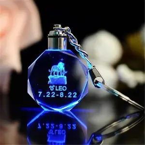 JY-llavero de cristal LED colorido, diseño personalizado grabado, hecho a mano