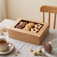 Boîtes à biscuits en papier kraft brun avec fenêtre 8x6x2,5 pouces, emballage de boulangerie en carton recyclable pour les sucreries et les friandises