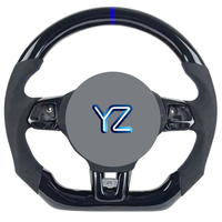 Volant de direction en fibre de carbone véritable personnalisé de haute qualité YZ pour Volkswagen Golf Jetta MK6 GTI CC, volant en cuir perforé