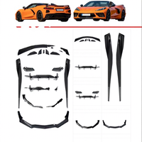 Kit de carrosserie d'ajout et de mise à niveau pour voiture, comprenant séparateur de pare-chocs avant, lèvre de spoiler de coffre, jupe latérale et diffuseur arrière pour CORVETTE C5 C6 C7 C8