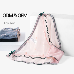 Factory Custom Girls Breathable Mesh See Through <strong>Underwear</strong> Japan Ladies Panties Transparent Mid <strong>Waist</strong> Lace Panties for Women - Product Image 2