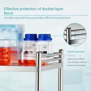 लैशविक व्हील डबल मोटी स्टेनलेस स्टील ट्रॉली बेकर्स प्रयोगशाला स्टेनलेस स्टील ट्रॉली के लिए बड़े छोटे आकार के आकार - Product Image 3