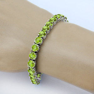Bracelet tennis classique rond en péridot, argent sterling 925, finition polie, bijoux pour femme, à porter au quotidien - Product Image 2