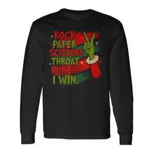 Camiseta de manga larga con estampado de Navidad Rock Paper Scissors Throat Punch - Product Image 1