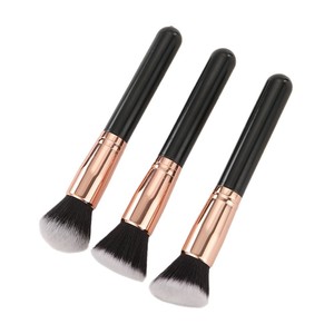Rounded <b>Foundation</b> Brush Soft Synthetic Bristles Black Handle Rose Gold Ferrule Airbrush Base Tool - Product Image 6