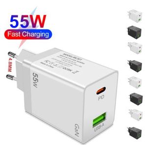ที่ชาร์จ55W USB PD + QC3.0 USB ชาร์จเร็วที่ชาร์จติดผนังปลั๊ก EU US ที่ชาร์จติดผนังสำหรับ iPhone 15 14 13 - Product Image 4