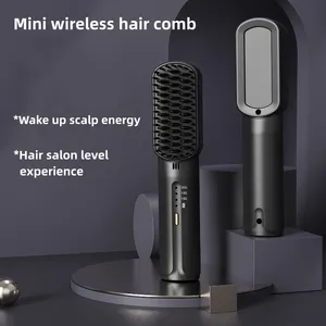 Mini Hair Straighteners 2600mAh Wireless Hot Comb Dryer Straightening Brush Hair Styling Appliances Hot Comb Straightener
