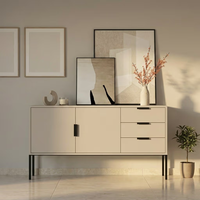 Buffet en bois de noyer à 2 portes et 3 tiroirs, pieds en métal noir, console moderne, meuble de rangement pour salon, vente en gros OEM
