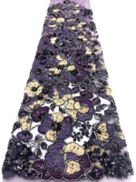 Tissu en dentelle brodée à paillettes 100% polyester pour robes de mariée et vêtements 5 yards