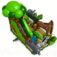 Château gonflable animal amusant pour l'extérieur, parc d'attractions, trampoline gonflable avec toboggan combiné