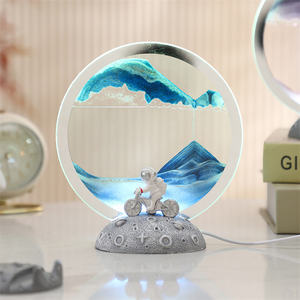 Image d'art de sable mobile Verre rond 3D Deep Sea Sand <span class=keywords><strong>scape</strong></span> lampe de table dynamique mouvement liquide sablier affichage veilleuse - Product Image 2