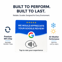 Carte de commentaires Google NFC avec puce NTAG213, support adhésif, texte personnalisé en anglais/espagnol/portugais/français/italien/allemand pour les entreprises