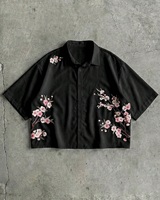 Chemise à carreaux de style chinois entièrement personnalisable pour homme avec boutons grenouille, chemisier ample à manches courtes style streetwear