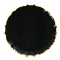 Assiettes de présentation en verre martelé transparent avec bordure dorée ondulée, assiettes décoratives pour la décoration de table de mariage et de banquet